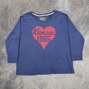 Kansas Jayhawks 1865 Crewneck Sweatshirt 2XL Blue Red Oversized University